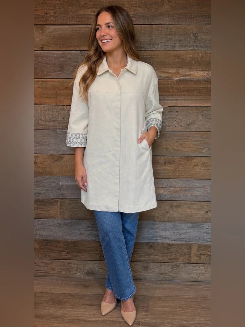 Tory Burch Chic Coatigan Coat w/embellished Cuffs size 4
